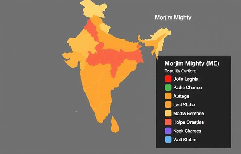 Morjim Mighty player distribution map showing popularity across different Indian states